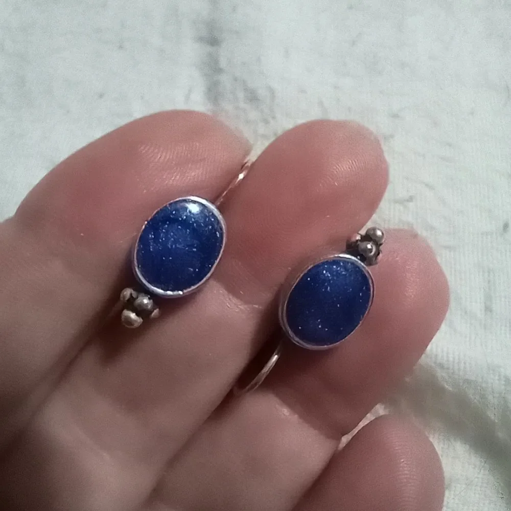 Vintage silver and blue stone clip-on earrings